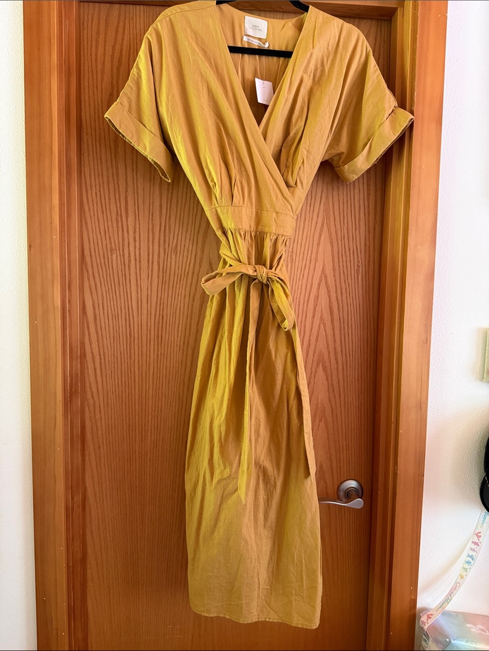 Urban Outfitters Mustard Yellow Wrap Maxi Dress with Tie Waist